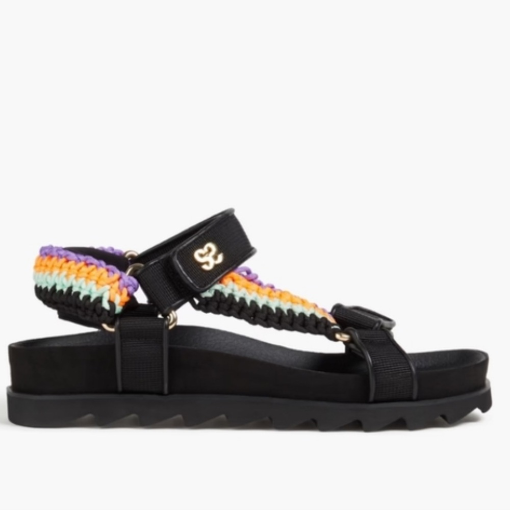 $345 Sandro Colorful Braided Strap Sandals 36